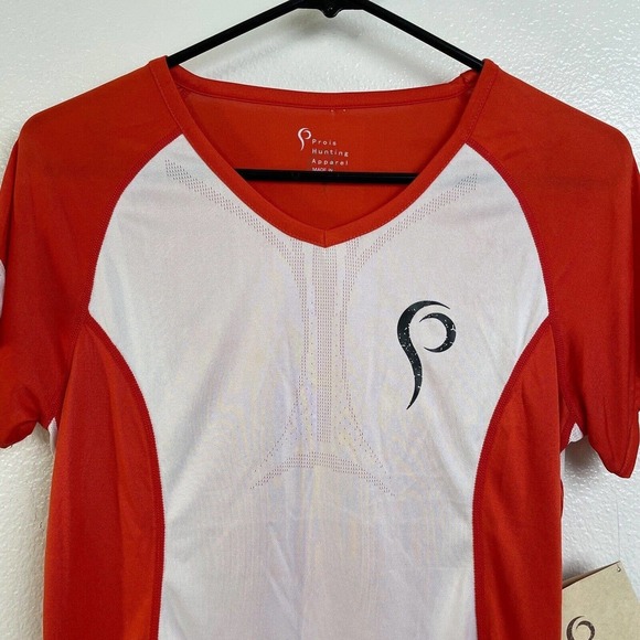 Prois Artemis Archery Shirt Small Womens Orange White Short Sleeve Pockets *Flaw - Picture 3 of 16